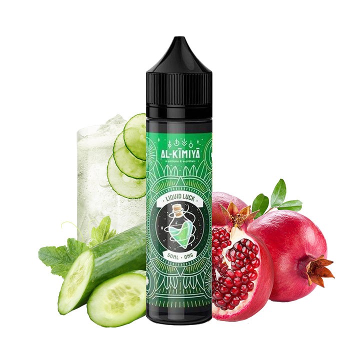 Al Kimiya, Liquid Luck, eliquid, ejuice, boisson, drinks, vape, vaper, gin, tonic, cucumber, concombre, pomegranate, grenade