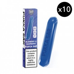 Pukka Bar, eliquid, ejuice, puff, e-cig, jetable, e.cigarette, pack 10, blueberry, raspberry, myrtille, framboise