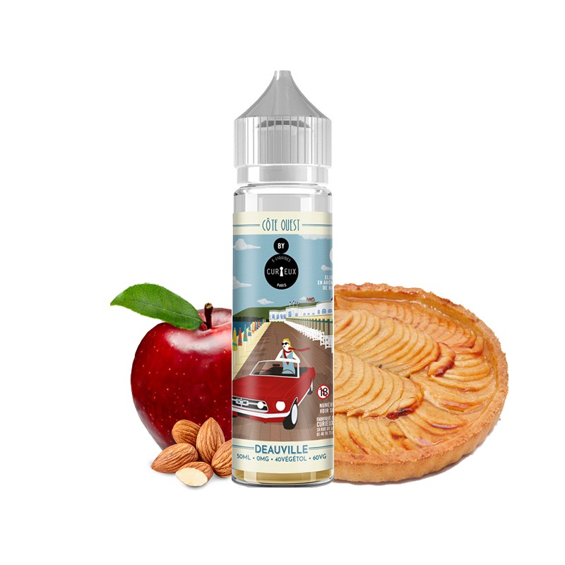 Curieux, Côte Ouest, 50ml, e-liquide, e-juice, vape, vaper, France, gourmand, Deauville, tarte, pomme, amande