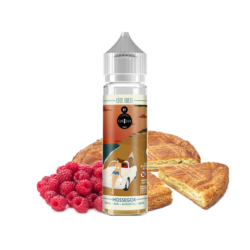 Curieux, Côte Ouest, 50ml, e-liquide, e-juice, vape, vaper, France, gourmand, Hossegor, gâteau, basque, framboises