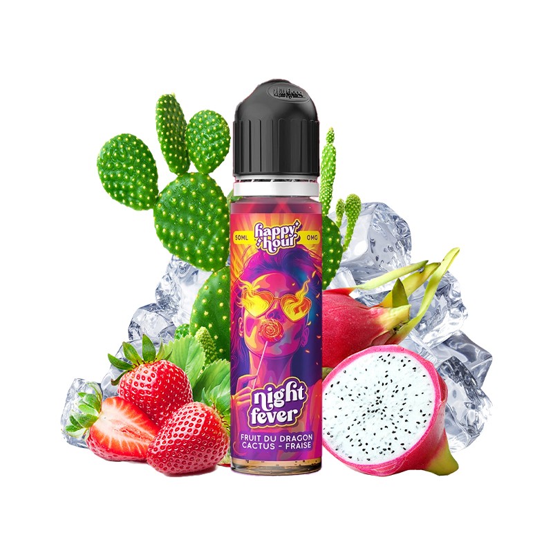 Happy Hour, 50ml, France, e-liquide, e-juice, vape, e-cig, vapoter, fraises, fruit dragon, cactus, Night Fever