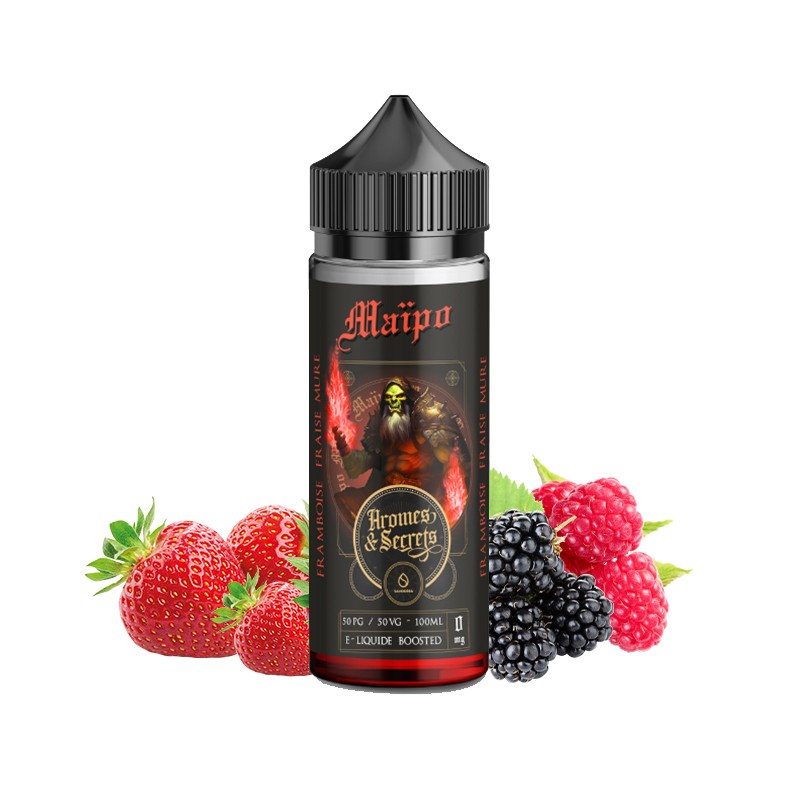 Arômes et Secrets, Savourea, e-liquide, ejuice, vape, vapoter, fruité, 100ml, Maïpo, fraise, framboise, mûre