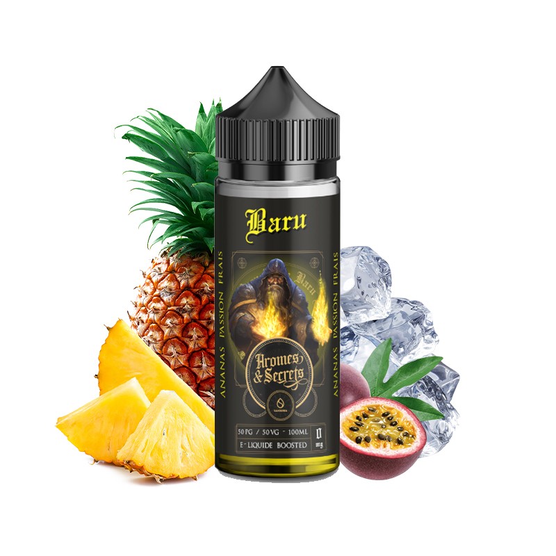 Arômes et Secrets, Savourea, e-liquide, ejuice, vape, vapoter, fruité, 100ml, Baru, ananas, frais, passion