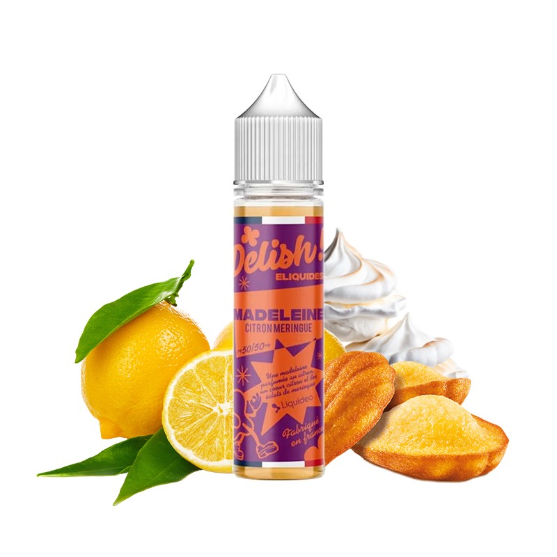 Liquideo, Delish, 50ml, e-liquide, vape, nicotine, e-cigarette, gourmand, dessert, madeleine, citron, meringue