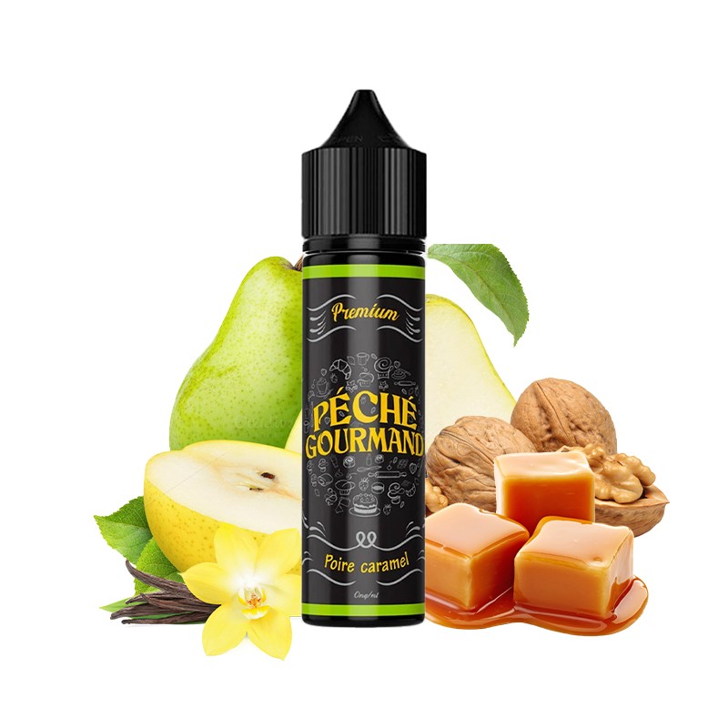 O'Jlab, Péché Gourmand, 50ml, dessert, gourmand, e-liquide, e-juice, vape, ecig, vapoteur, noix, Poire Caramel, vanille