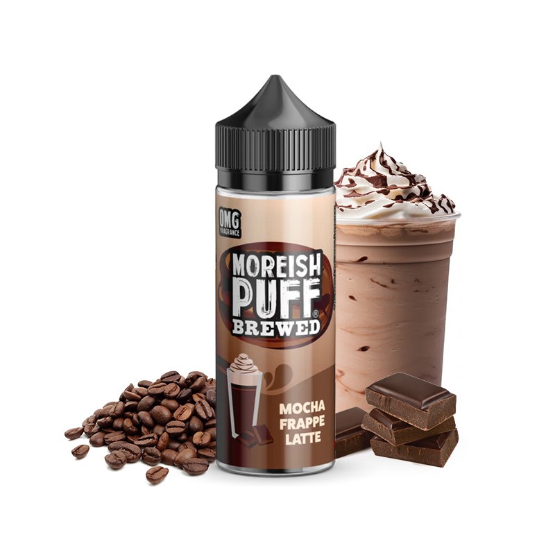 Moreish, Puffs, Brewed, 100ml, e-liquide, Boisson, café, Gourmand, vape, nicotine, Mocha, Frappe, Latte
