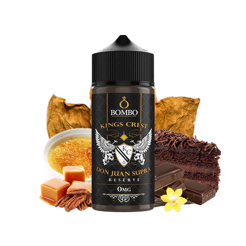 Kings Crest, Don Juan Supra, Reserve, Bombo, 100ml, e-liquide, e-juice, nicotine, vape, gourmand, dessert, classic, tabac Kings Crest, Don Juan Supra, Reserve, Bombo, 100ml, e-liquide, e-juice, nicotine, vape, gourmand, dessert, classic, tabac