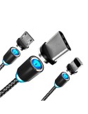 Cable magnétique 3 en 1 / 1m Nylon tressé